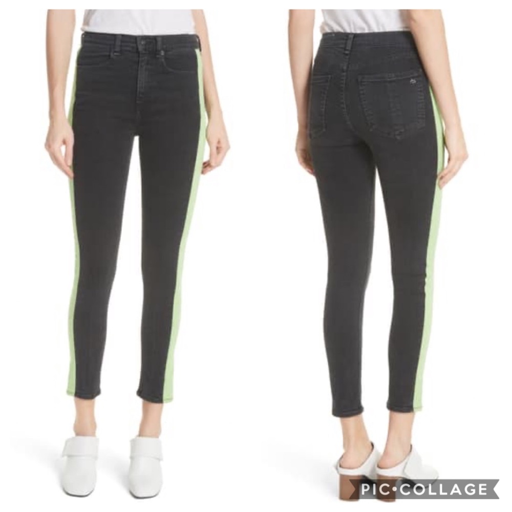 EUC Rag & Bone Mazie Neon Stripe Skinny Jeans